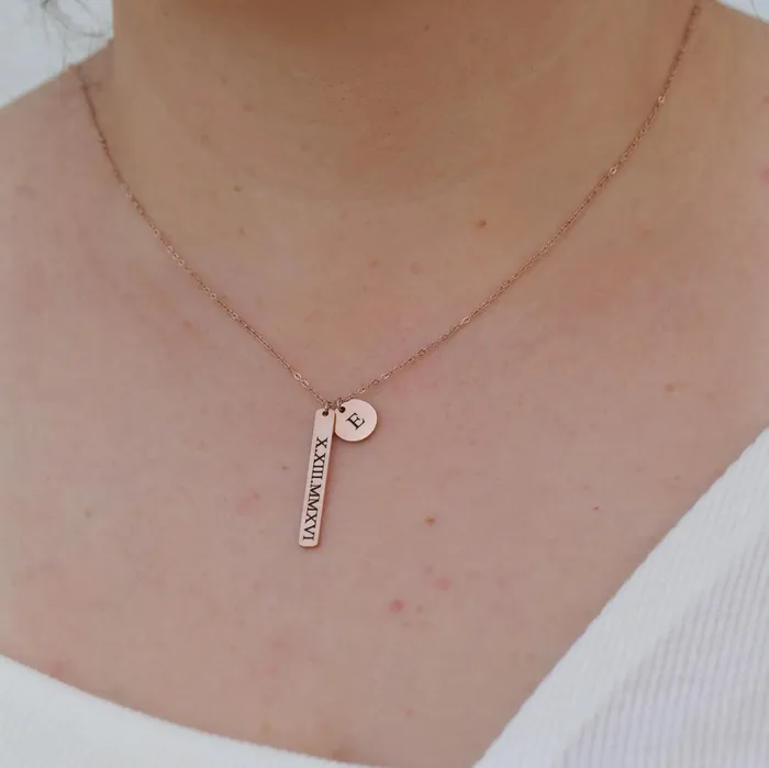Jewelvers Custom Bar Necklace Engraved Custom Name Necklace Personalized Necklace Necklaces
