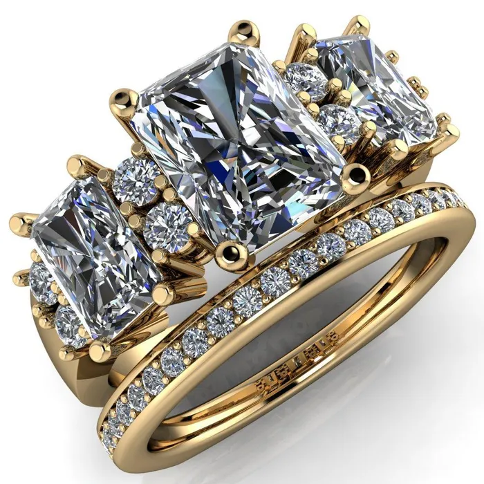 Rings Fire Brilliance Christen Radiant Center Stone Euro Shank Side Stones Diamond Ring