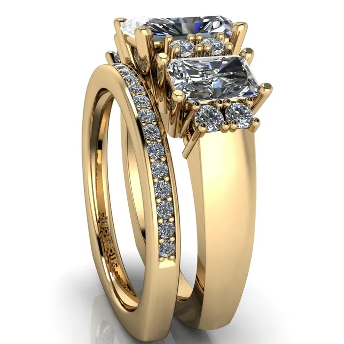 Rings Fire Brilliance Christen Radiant Center Stone Euro Shank Side Stones Diamond Ring