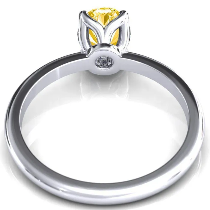 Rings Fire Brilliance Felicity Oval Canary Yellow 4 Claw Prong Petal Basket Engagement Ring