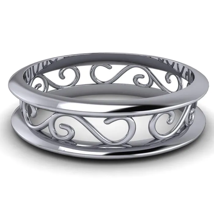 Rings Fire Brilliance Marie Classic Pattern Design Filigree Eternity Wedding Band