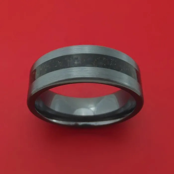 Rings Lashbrook Black Zirconium and Dino Bone Ring Custom Made Rings Lashbrook Black Zirconium and Dino Bone Ring Custom Made