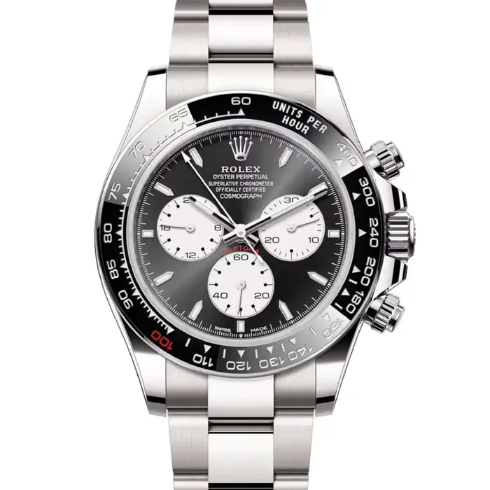 Bracelets Rolex Rolex Cosmograph Daytona 40mm Ref 126529LN Bright Black Steel Index Dial Ceramic Bezel 18K White Gold Oyster Bracelet Mens Watch
