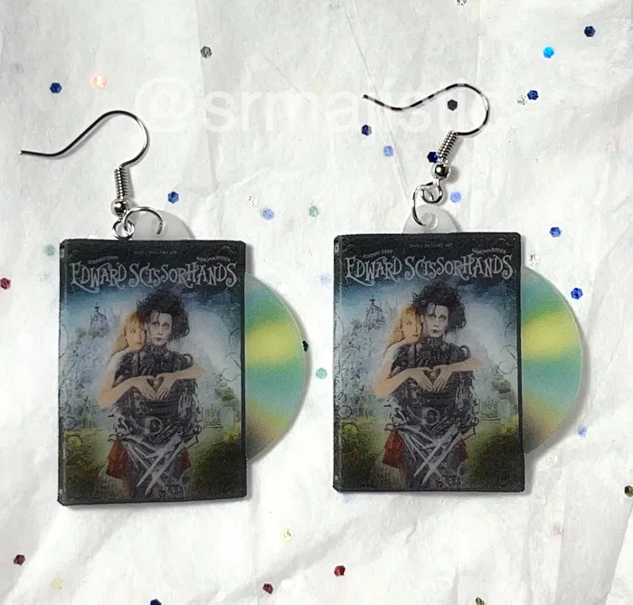 Earrings Sam Makes Things Edward Scissorhands 1990 DVD 2D detailed Handmade Earrings