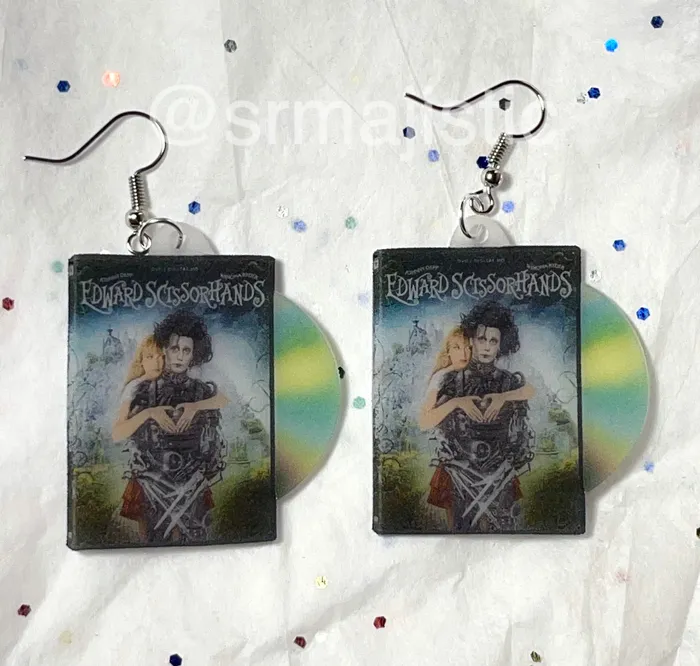 Earrings Sam Makes Things Edward Scissorhands 1990 DVD 2D detailed Handmade Earrings