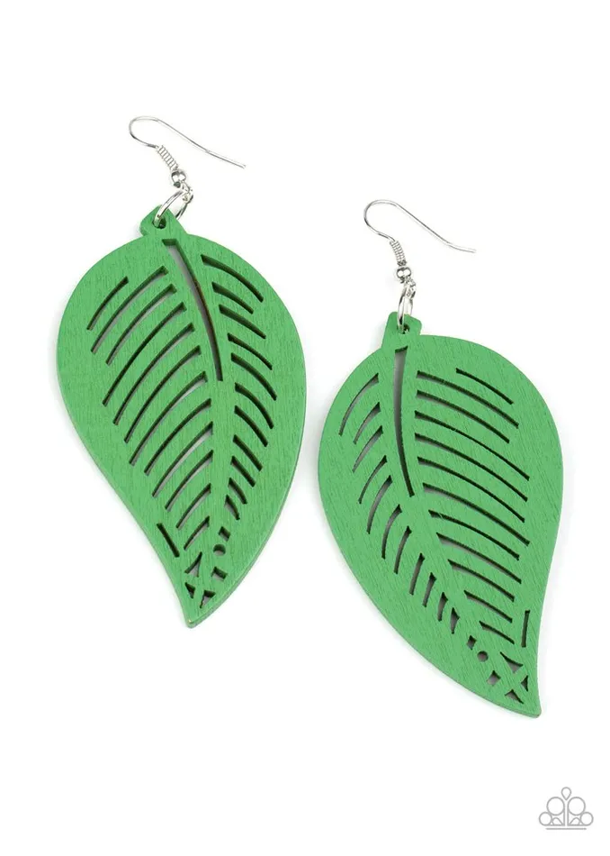 Paparazzi Jewelry Earrings Paparazzi Earring Tropical Foliage Green