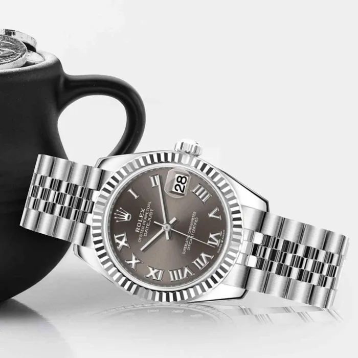 Rolex Datejust 31mm Ref 2782740022 Dark Grey Roman Dial Stainless Steel Jubilee Bracelet Womens Watch Rolex Bracelets