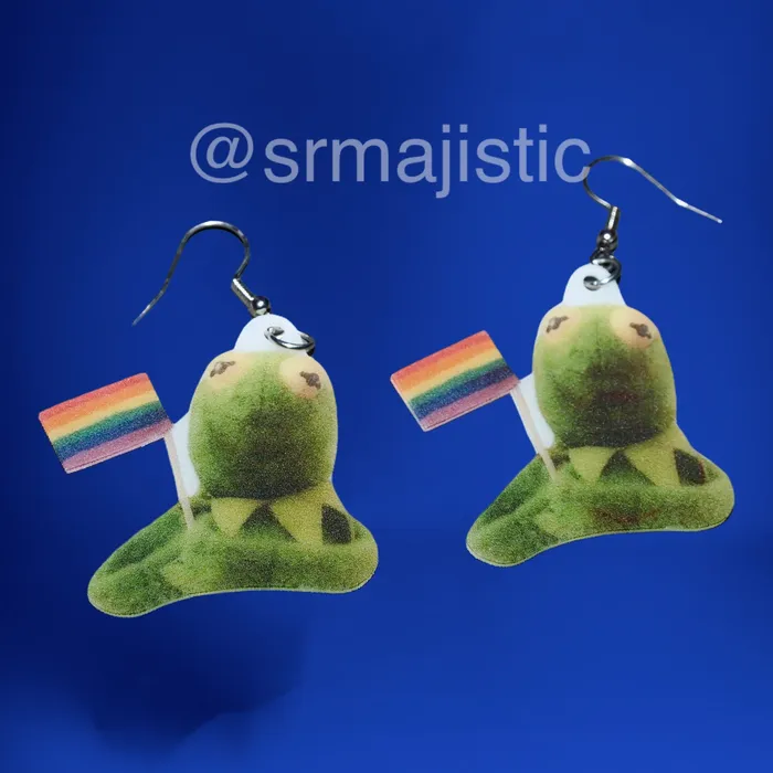 Sam Makes Things Earrings Kermit Says Gay Rights Handmade Earrings