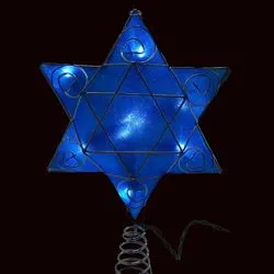 10L Led SilverBlue Shimmer Star Of David Tree Topper Kurt Adler Necklaces