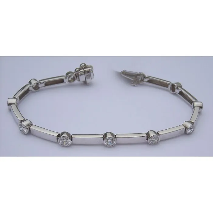 Bracelets GB 255 Carats Real Natural Earth Mined Diamond Tennis Bracelet Vs Full Bezel White Gold