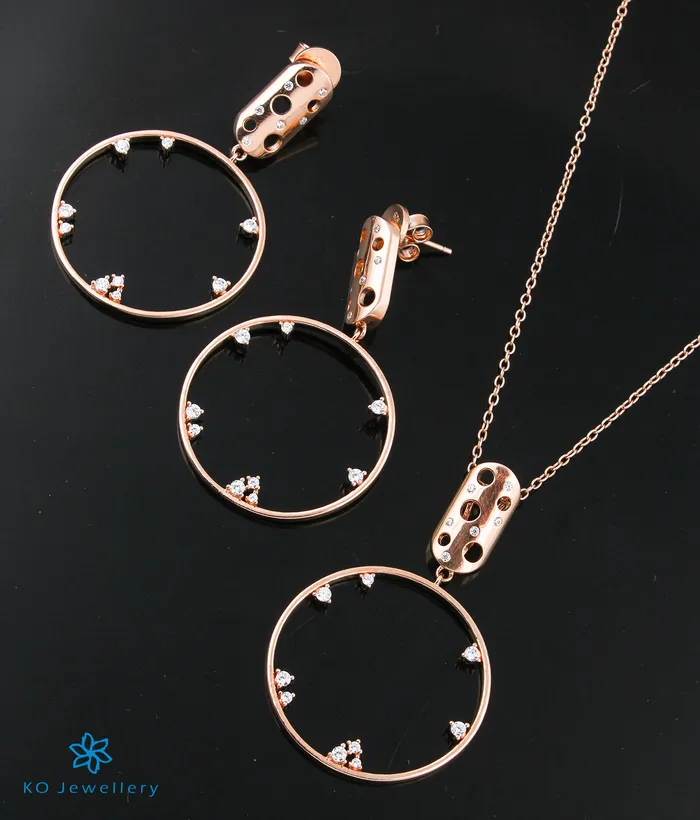 Earrings Imported The Avisa Silver Rosegold Necklace Earrings
