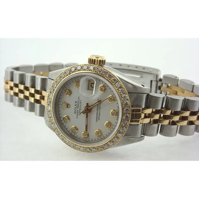 GB Bracelets Datejust Rolex Ladies Watch Two Tone Bracelet White Diamond Dial