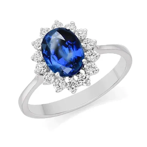 GB Halo Sapphire Ring Rings