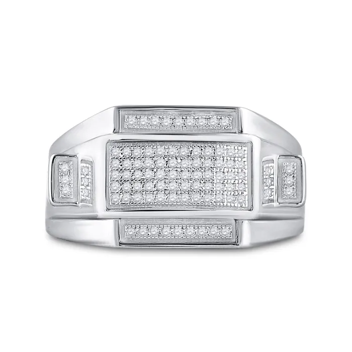 GND Rings GND Sterling Silver Mens Round Diamond Rectangle Cluster Ring 14 Cttw Size 10