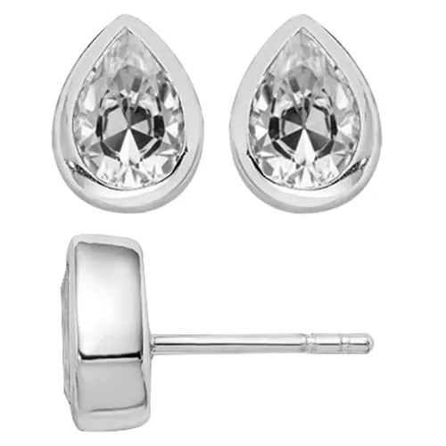 HarryChadEntcom Earrings Solitaire Real Diamond Stud Earrings Pear Cut Old Miner Bezel Set 4 Ct