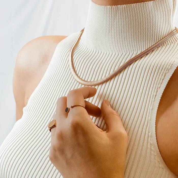 Hey Happiness Necklaces Thick Snake Chain Necklace Rose Gold Hey Happiness Necklaces Thick Snake Chain Necklace Rose Gold