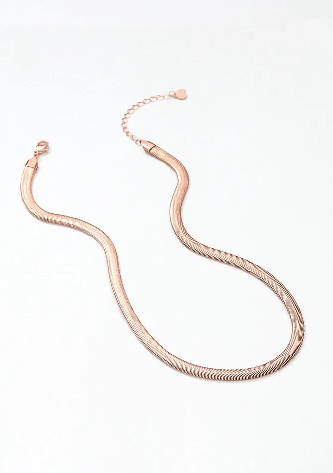 Hey Happiness Necklaces Thick Snake Chain Necklace Rose Gold Hey Happiness Necklaces Thick Snake Chain Necklace Rose Gold