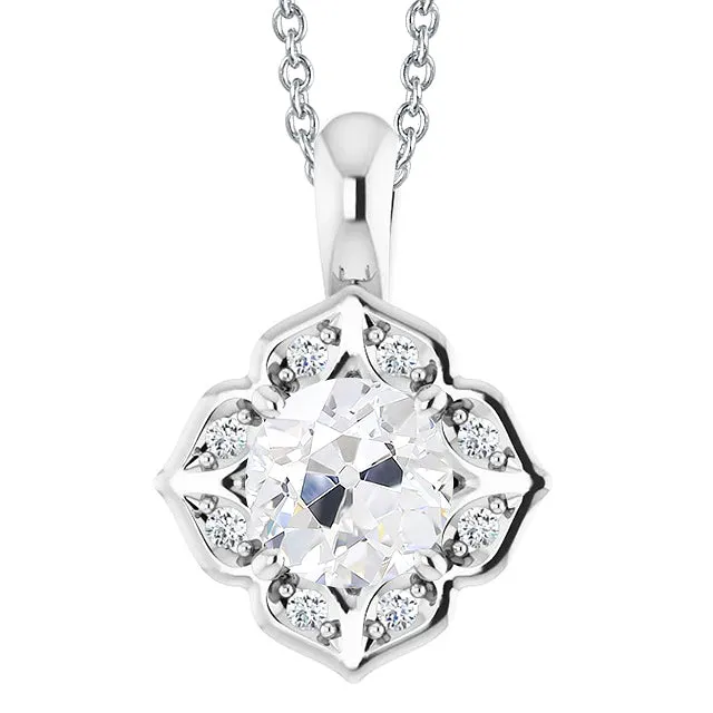 Necklaces 3 Carats Round Natural Earth Mined Diamond Pendant With Chain Slide Flower Style Gold 14K HarryChadEntcom
