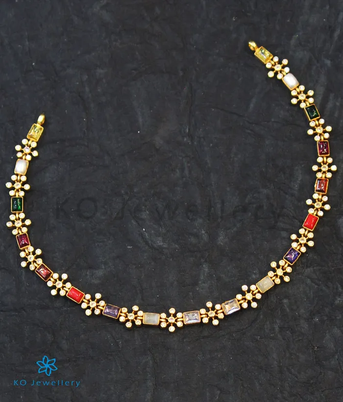 Necklaces Silversmith The Yajata Silver Navratna Necklace Square