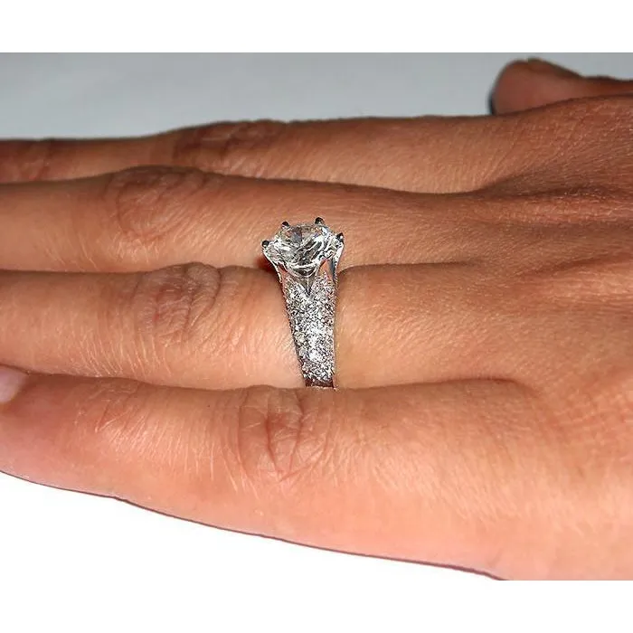 Rings GB Round Cut Real Natural Earth Mined Diamond Engagement Women Ring 275 Carats White Gold