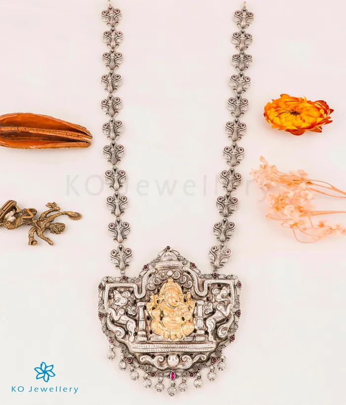 The Mahaganapati Silver Nakkasi Peacock Necklace Silversmith Necklaces
