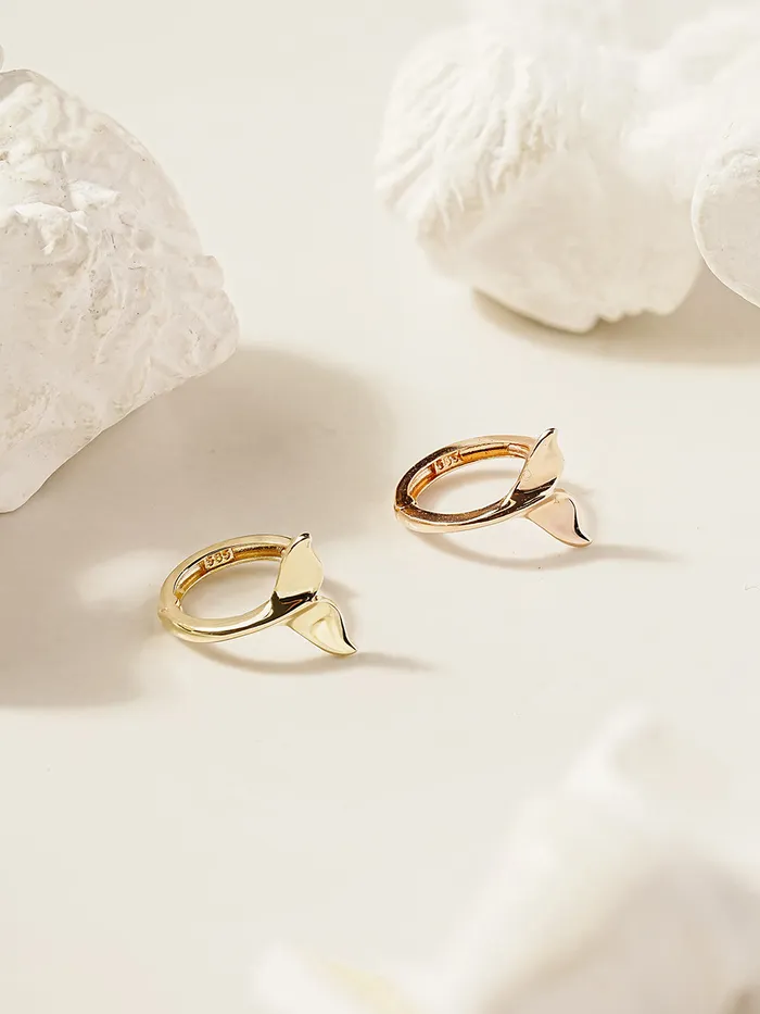 14K 18K Gold Whale Tale Cartilage Hoop Earring MinimalBijoux Earrings
