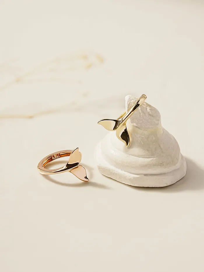 14K 18K Gold Whale Tale Cartilage Hoop Earring MinimalBijoux Earrings