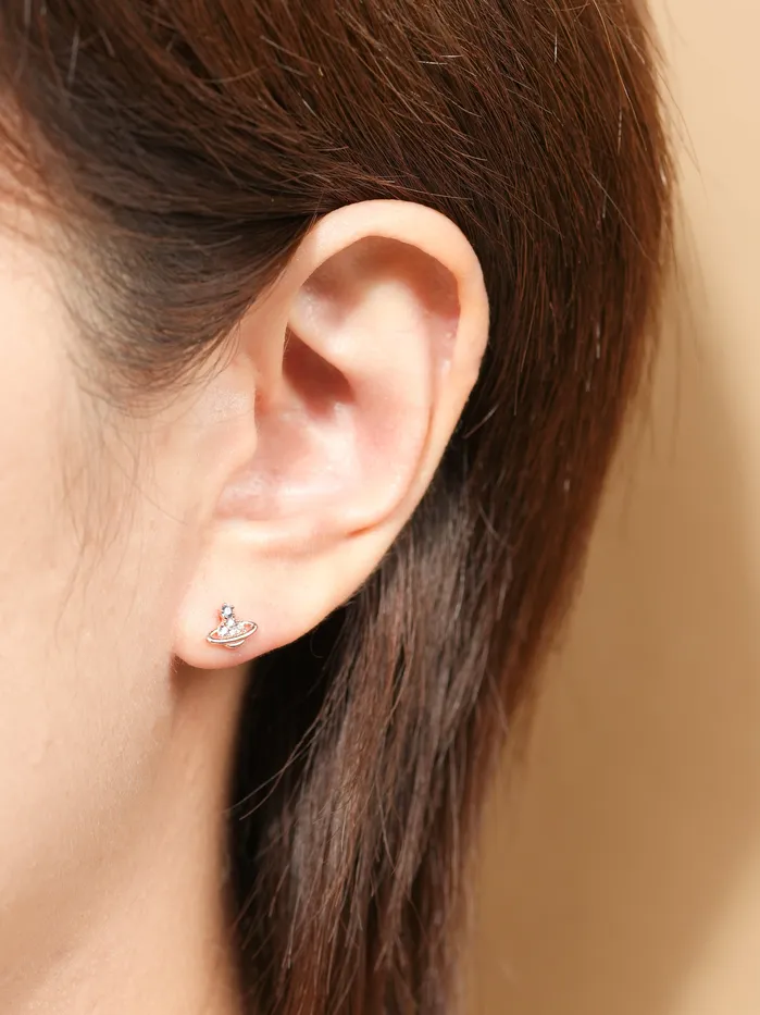 14K Gold Cubic Saturn Cartilage Earring 20G MinimalBijoux Earrings