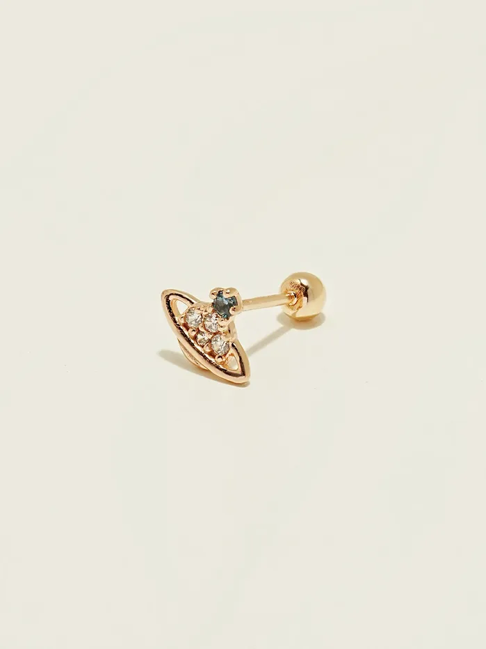 14K Gold Cubic Saturn Cartilage Earring 20G MinimalBijoux Earrings