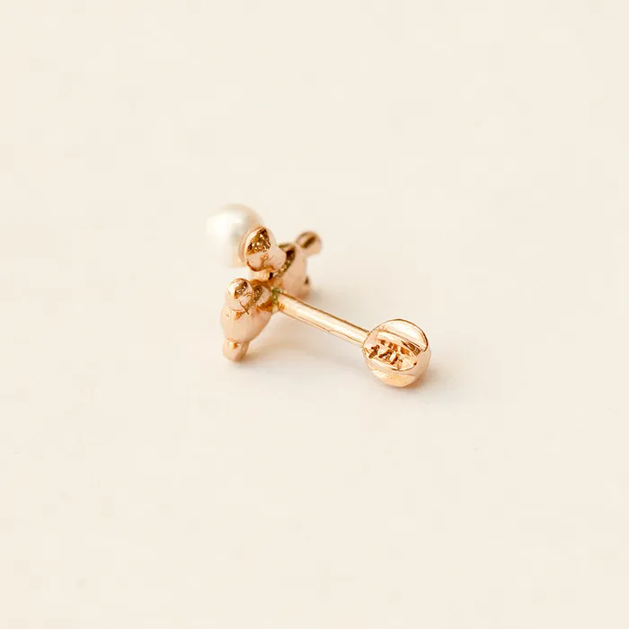 14K Gold Pearl Bear Cartilage Earring 18G16G MinimalBijoux Earrings