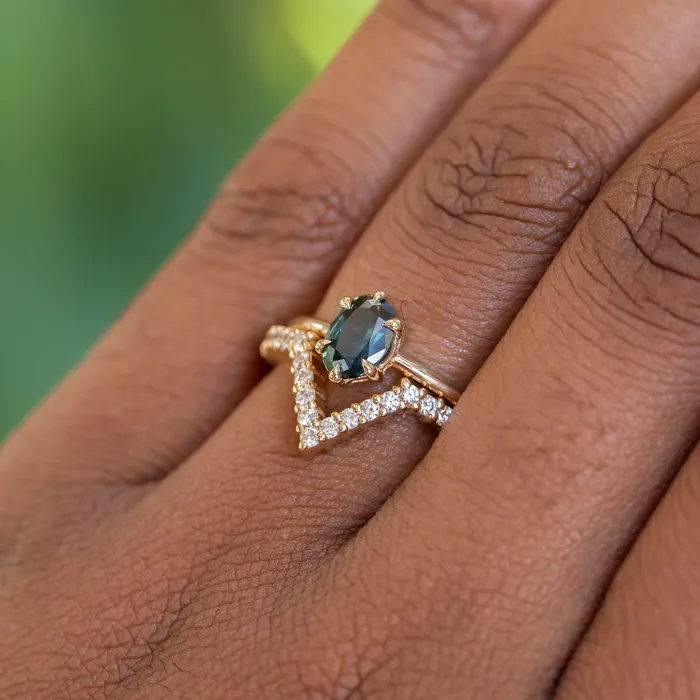 Anueva Jewelry Rings 086ct Oval Nigerian Sapphire Six Prong Low Profile Ring in 14k Yellow Gold