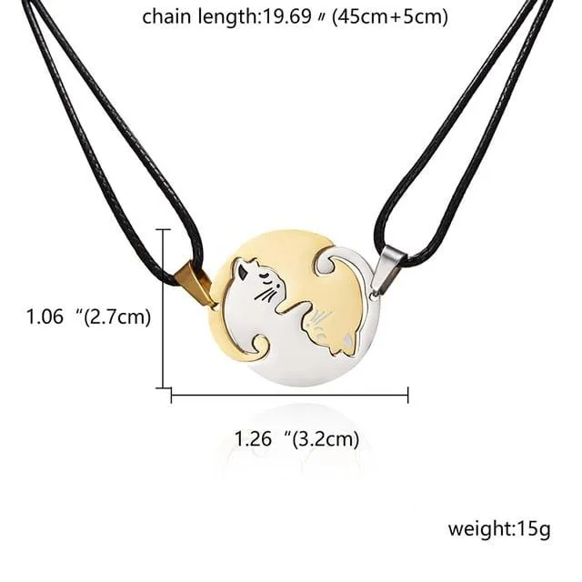 CatCurio Pet Store 2Pcs Yin and Yang Cat Necklace Necklaces