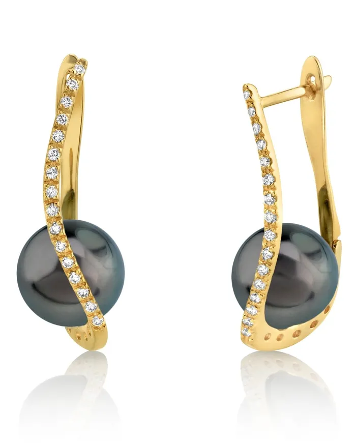 Earrings SPT Tahitian South Sea Pearl Diamond Eliza Earrings