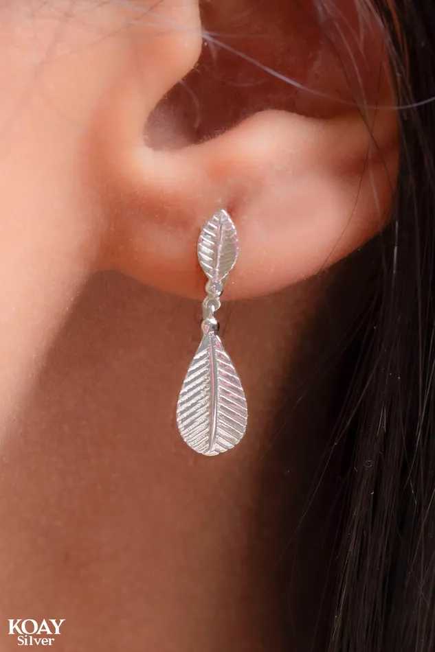 KOAY Silver Store Earrings Plain Two Feathers Earring KOAY Silver Store Earrings Plain Two Feathers Earring