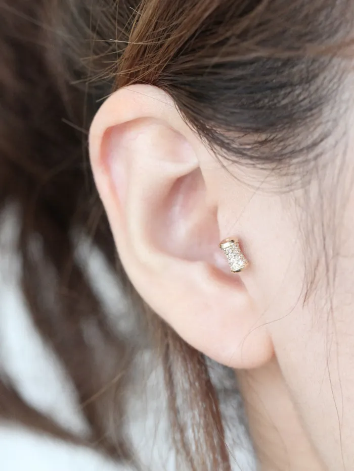 MinimalBijoux Earrings 14K Gold Hammer Cartilage Earring 18G16G