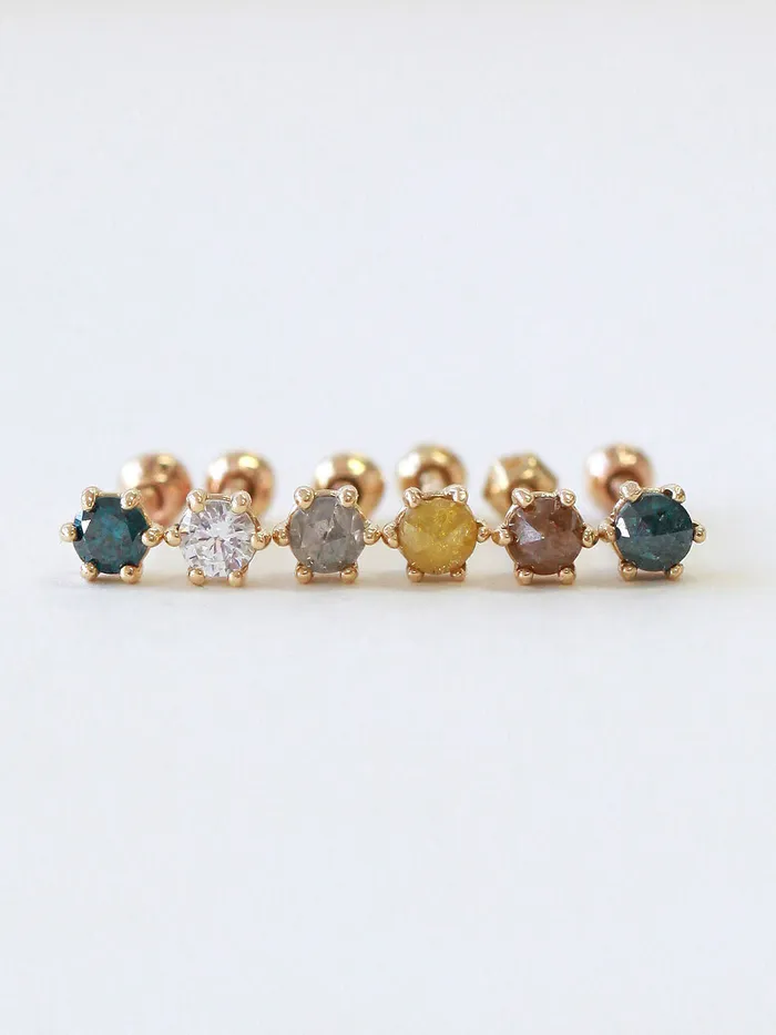 MinimalBijoux Earrings 14K Gold Rough Diamond Cartilage earring 3mm 18g16g