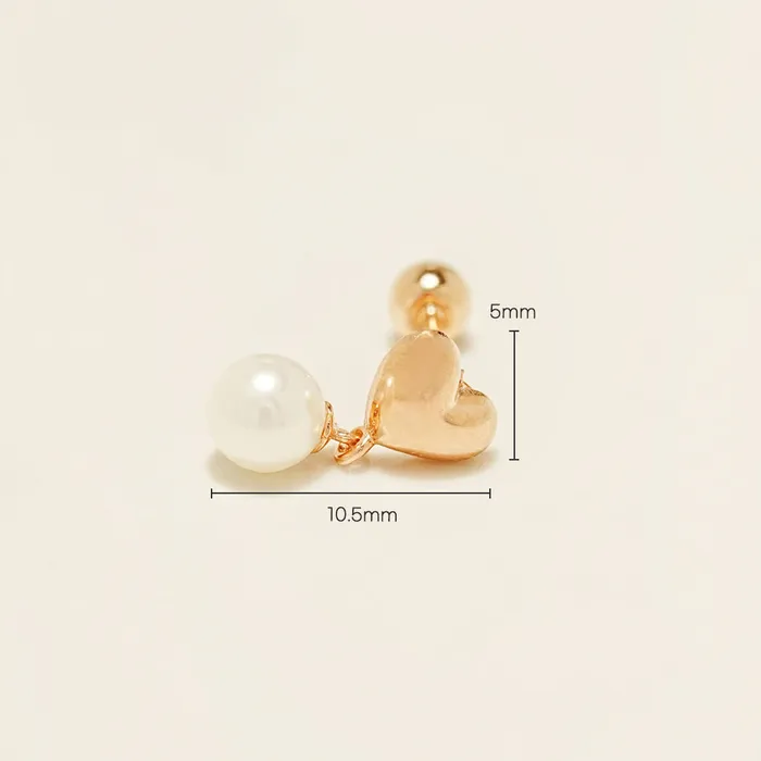 MinimalBijoux Earrings 14K Gold Volume Heart Drop Cartilage Earring 20G