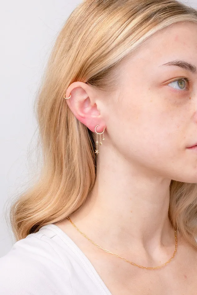 Moon Star Diamond Drip Earrings Princess Bride Diamonds Earrings Moon Star Diamond Drip Earrings Princess Bride Diamonds Earrings