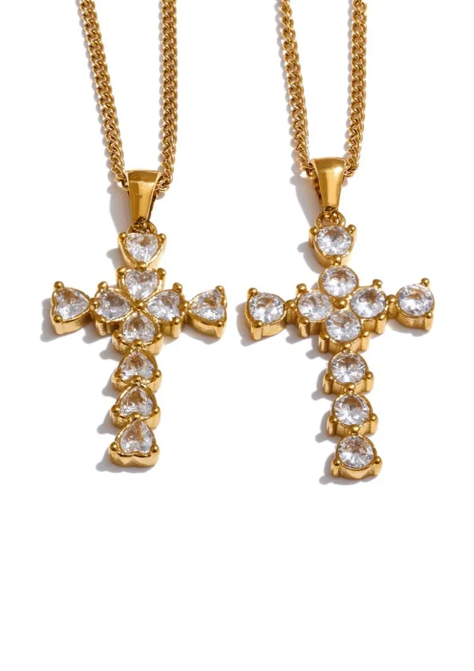 Necklaces Mabel Love Co Gold Plated Cross Pendant Necklace