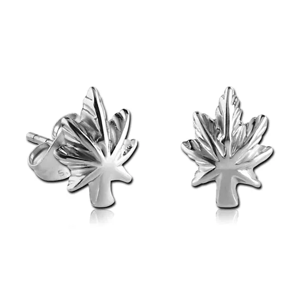 Pot Leaf Stainless Stud Earrings Tulsa Body Jewelry Earrings