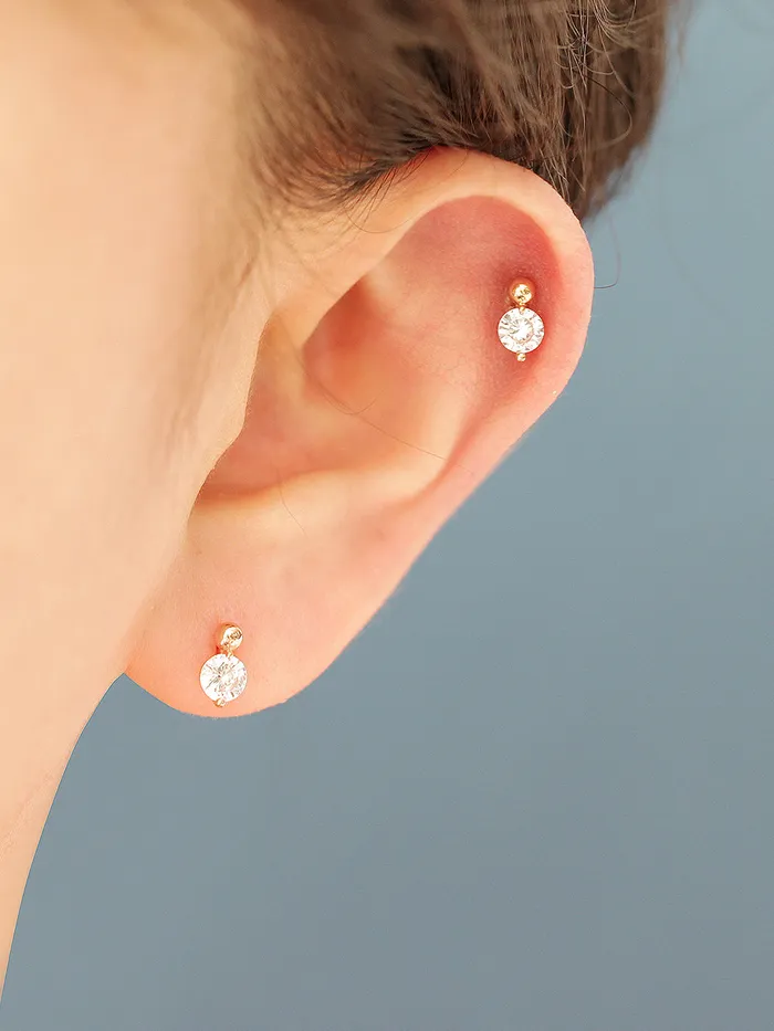 PreStyled Sets 14K Gold Point Cubic Mini Ball Internally Threaded Labret Piercing 18G16G MinimalBijoux