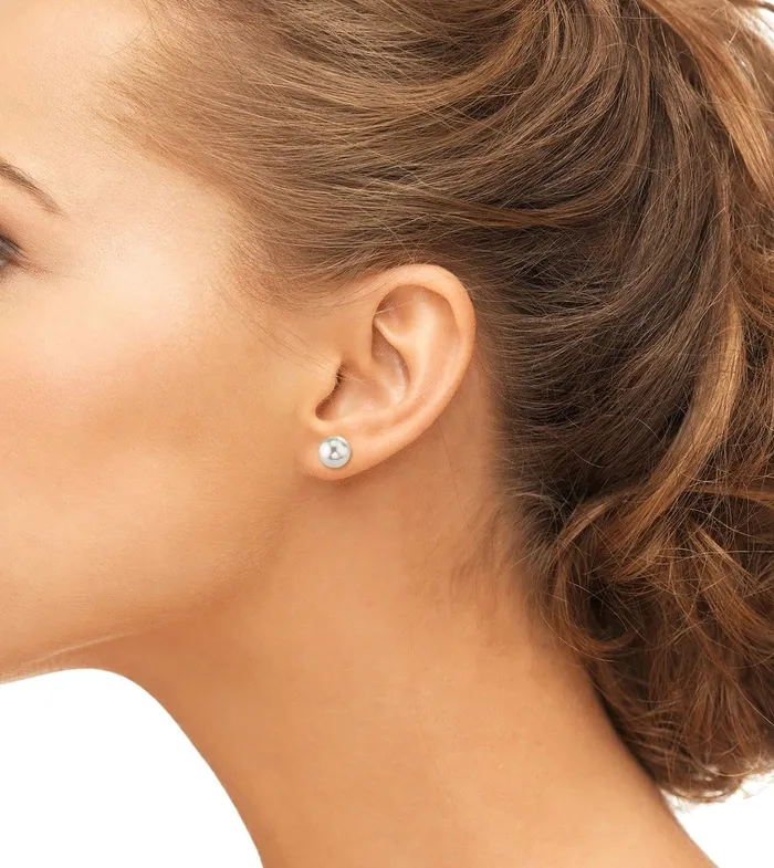 SPT Earrings White Japanese Akoya Round Pearl Stud Earrings 7580mm