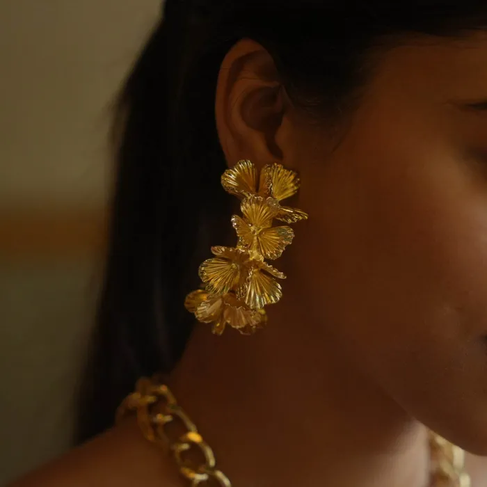 Upakarna Hibiscus Gilded Hoop Earrings Earrings