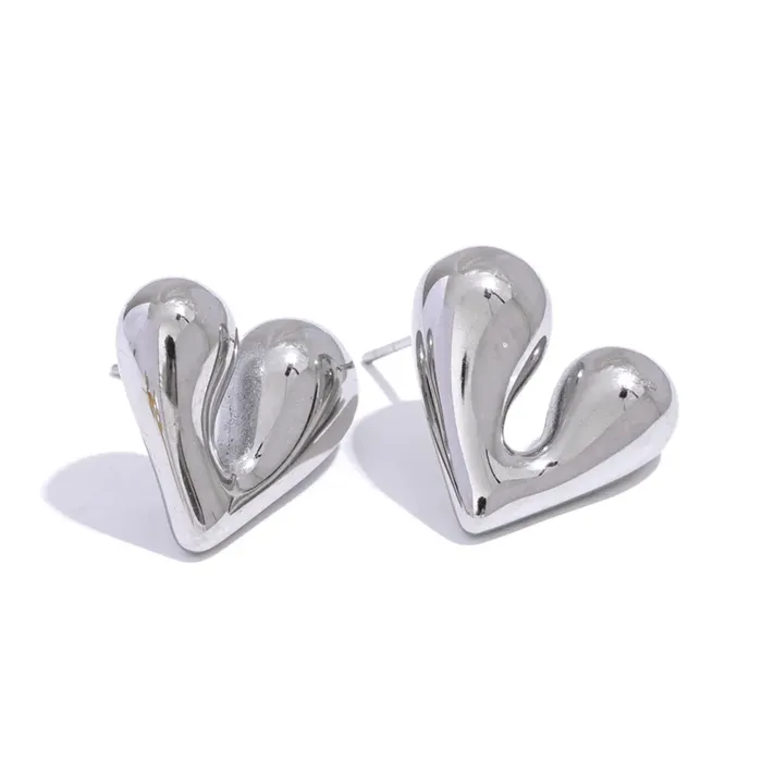 Wide Heart Stud Earrings Mabel Love Co Earrings